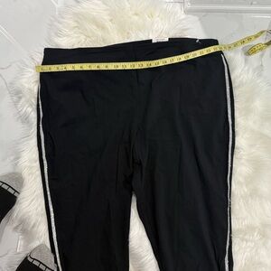 JM Collection Black Leggings with Silver Side Stripes